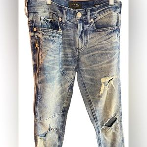 Pacsun rugged distressed skinny jeans in dark wash denim